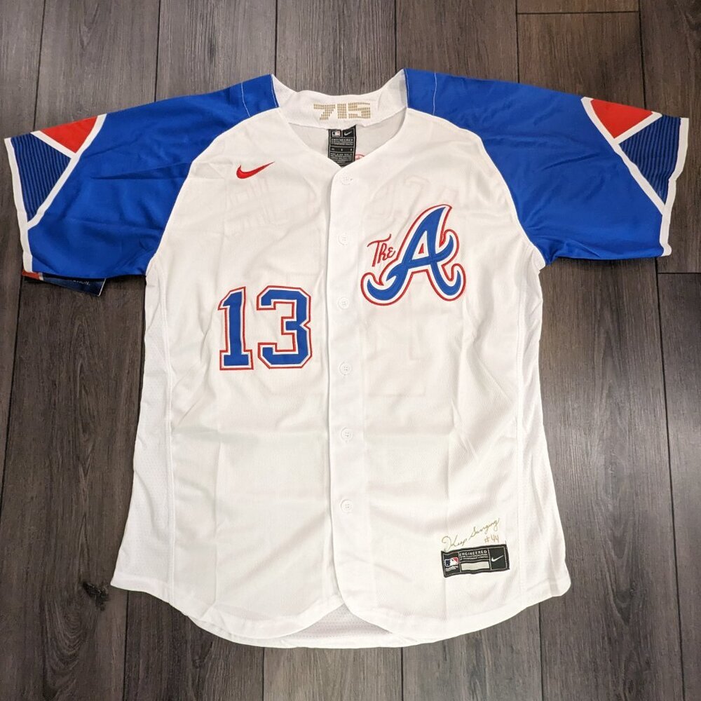 Men's White and Blue Baseball Jersey